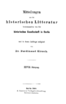 Mittheilungen aus der historischen Litteratur, 28. Jg. 1900, H. 1.