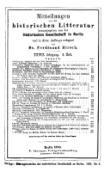 Mittheilungen aus der historischen Litteratur, 28. Jg. 1900, H. 3.