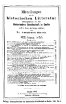 Mittheilungen aus der historischen Litteratur, 29. Jg. 1901, H. 2.