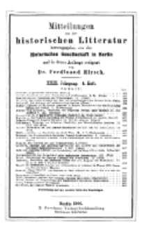 Mittheilungen aus der historischen Litteratur, 29. Jg. 1901, H. 4.