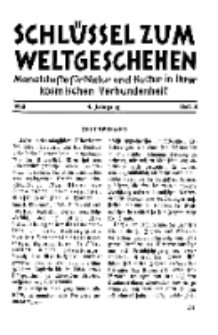 Der Schlüssel zum Weltgeschehen : Monatsschrift für reine und angewandte Welteiskunde, Jg.4. 1928, H. 8.