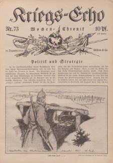 Kriegs-Echo: Wochen=Chronic, 31. Dezember 1915, Nr 73.