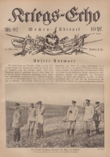 Kriegs-Echo: Wochen=Chronic, 12. Mai 1916, Nr 92.