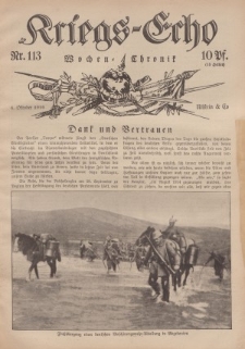 Kriegs-Echo: Wochen=Chronic, 6. Oktober 1916, Nr 113.
