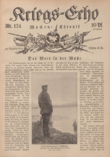 Kriegs-Echo: Wochen=Chronic, 22. Dezember 1916, Nr 124.