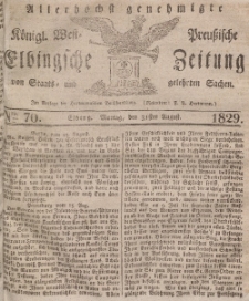 Elbingsche Zeitung, No. 70 Montag, 31 August 1829