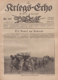 Kriegs-Echo: Wochen=Chronic, 16. August 1918, Nr 210.