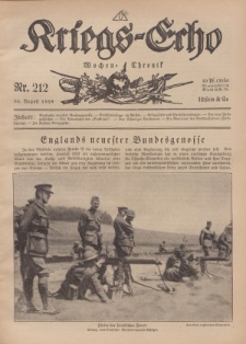 Kriegs-Echo: Wochen=Chronic, 30. August 1918, Nr 212.