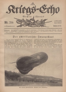 Kriegs-Echo: Wochen=Chronic, 13. September 1918, Nr 214.
