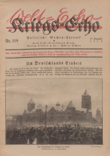Kriegs-Echo: Wochen=Chronic, 27. Dezember 1918, Nr 229.