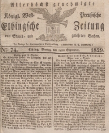 Elbingsche Zeitung, No. 74 Montag, 14 September 1829