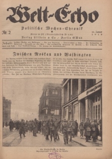 Welt Echo: Politische Wochen=Chronic, 10. Januar 1919, Nr 2.