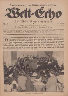 Welt Echo: Politische Wochen=Chronic, 17. Januar 1919, Nr 3.