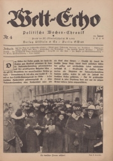 Welt Echo: Politische Wochen=Chronic, 31. Januar 1919, Nr 4.