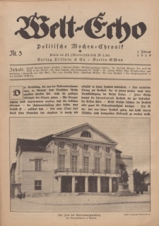 Welt Echo: Politische Wochen=Chronic, 7. Februar 1919, Nr 5.