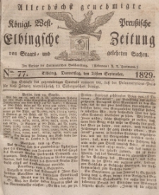 Elbingsche Zeitung, No. 77 Donnerstag, 24 September 1829