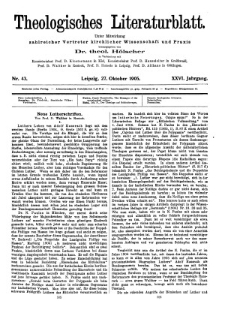 Theologisches Literaturblatt, 27. Oktober 1905, Nr 43.