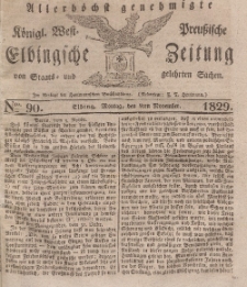 Elbingsche Zeitung, No. 90 Montag, 9 November 1829