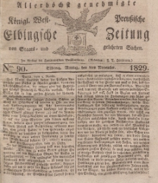 Elbingsche Zeitung, No. 90 Montag, 9 November 1829