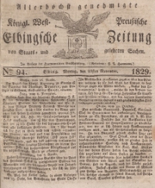 Elbingsche Zeitung, No. 94 Montag, 23 November 1829