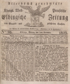 Elbingsche Zeitung, No. 98 Montag, 7 Dezember 1829