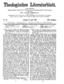 Theologisches Literaturblatt, 16. April 1909, Nr 16.