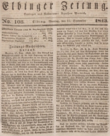 Elbinger Zeitung, No. 108 Montag, 11. September 1843