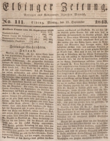 Elbinger Zeitung, No. 111 Montag, 18. September 1843