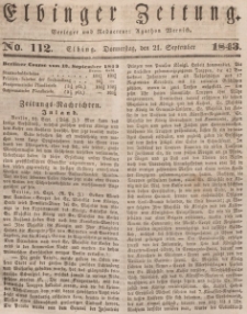 Elbinger Zeitung, No. 112 Donnerstag, 21. September 1843
