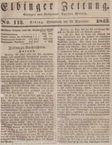 Elbinger Zeitung, No. 113 Sonnabend, 23. September 1843