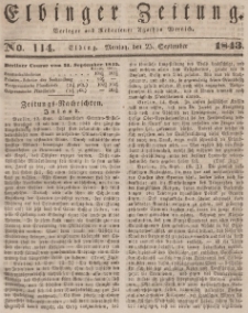Elbinger Zeitung, No. 114 Montag, 25. September 1843