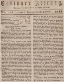 Elbinger Zeitung, No. 115 Donnerstag, 28. September 1843