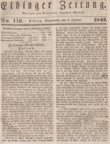 Elbinger Zeitung, No. 119 Sonnabend, 7. Oktober 1843