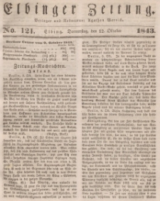 Elbinger Zeitung, No. 121 Donnerstag, 12. Oktober 1843