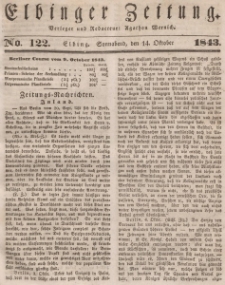 Elbinger Zeitung, No. 122 Sonnabend, 14. Oktober 1843