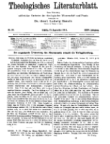 Theologisches Literaturblatt, 25. September 1914, Nr 20.