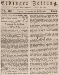 Elbinger Zeitung, No. 131 Sonnabend, 4. November 1843