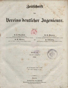 Zeitschrift des Vereins deutscher Ingenieure, Bd. V, 1861 (Inhalt)
