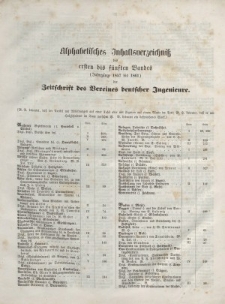 Zeitschrift des Vereins deutscher Ingenieure, Bd. V, 1861 (Alphabetisches Inhaltsverzeichniss)