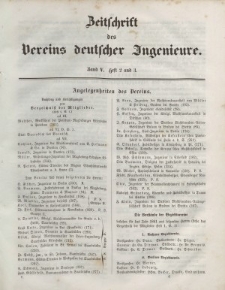 Zeitschrift des Vereins deutscher Ingenieure, Bd. V, 1861, H. 2-3.