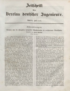 Zeitschrift des Vereins deutscher Ingenieure, Bd. V, 1861, H. 5-6.