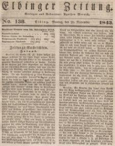 Elbinger Zeitung, No. 138 Montag, 20. November 1843