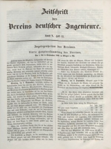 Zeitschrift des Vereins deutscher Ingenieure, Bd. V, 1861, H. 12.