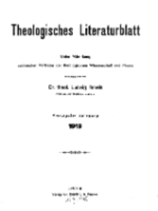 Theologisches Literaturblatt, 1919 (Inhaltsverzeichniß)
