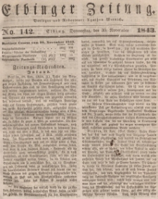 Elbinger Zeitung, No. 142 Donnerstag, 30. November 1843