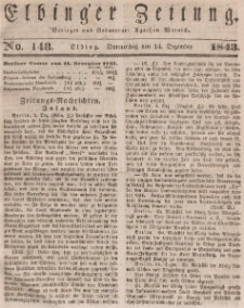 Elbinger Zeitung, No. 148 Donnerstag, 14. Dezember 1843