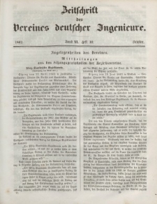 Zeitschrift des Vereins deutscher Ingenieure, Bd. VI, Oktober 1862, H. 10.