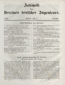 Zeitschrift des Vereins deutscher Ingenieure, Bd. VI, November 1862, H. 11.
