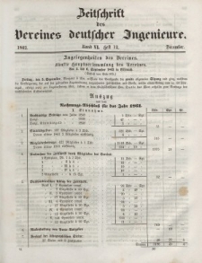 Zeitschrift des Vereins deutscher Ingenieure, Bd. VI, Dezember 1862, H. 12.