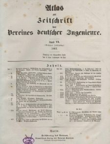 Zeitschrift des Vereins deutscher Ingenieure, Bd. VI, 1862 (Atlas zur Zeitschrift des Vereins deutscher Ingenieure)